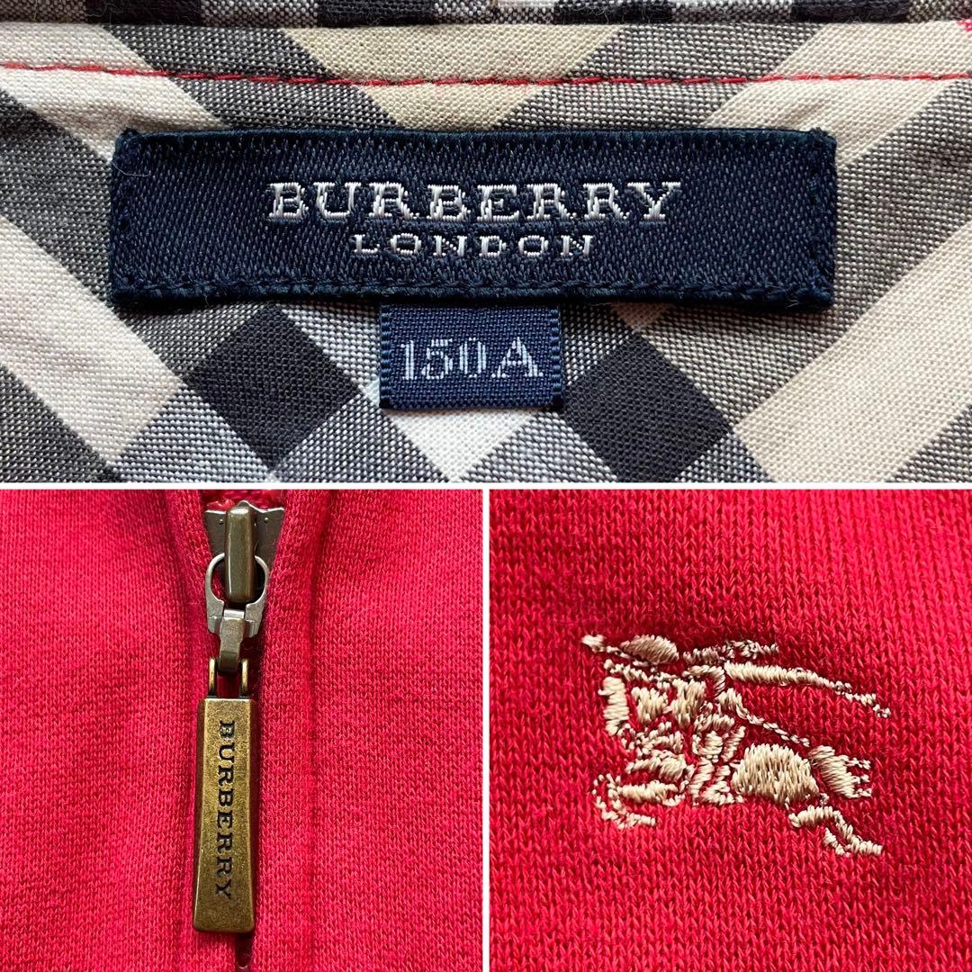 ホース刺繍✨バーバリーロンドン パーカー フード 赤 ノバチェック 長袖 高級感