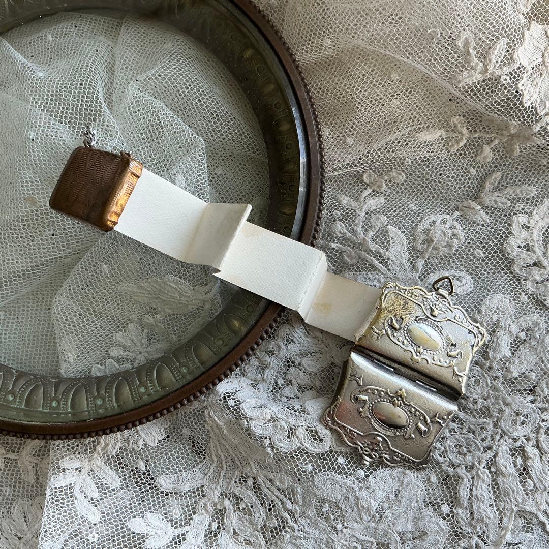 ９：フランス　アンティーク　ミニチュア　ハンドバッグ　シルバープレート　ドール