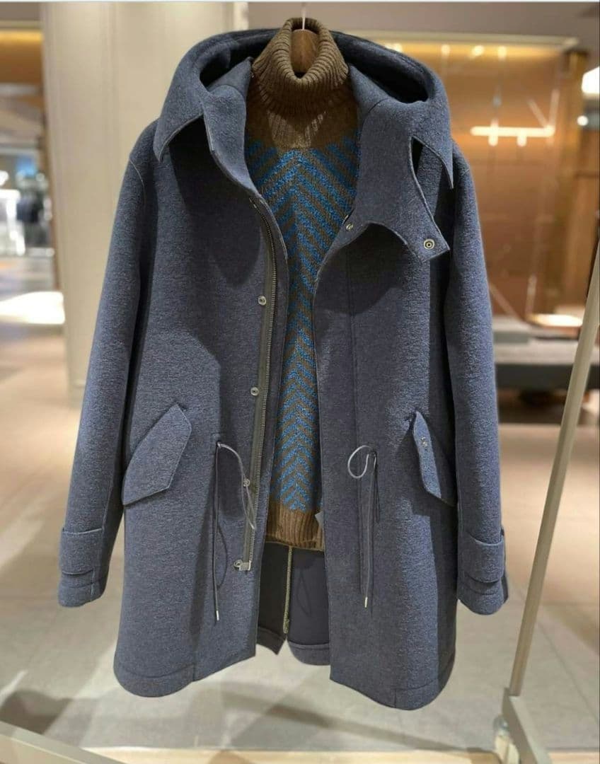 美品BOB ダークブルー フード付きダッフルコート モッズコートL【土日限定】