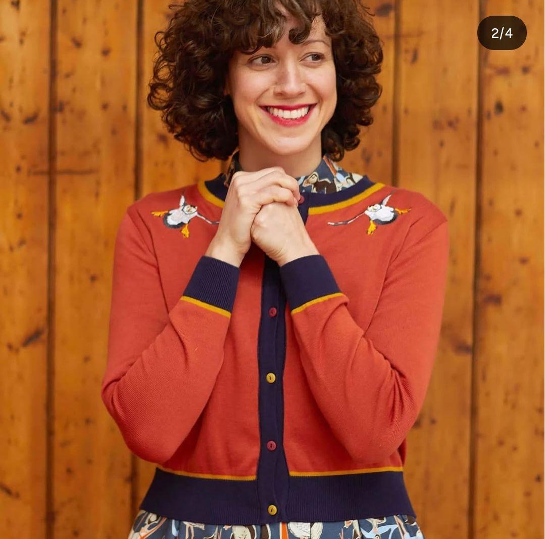 未使用 PALAVA カーディガン S パフィン 鳥 刺繍