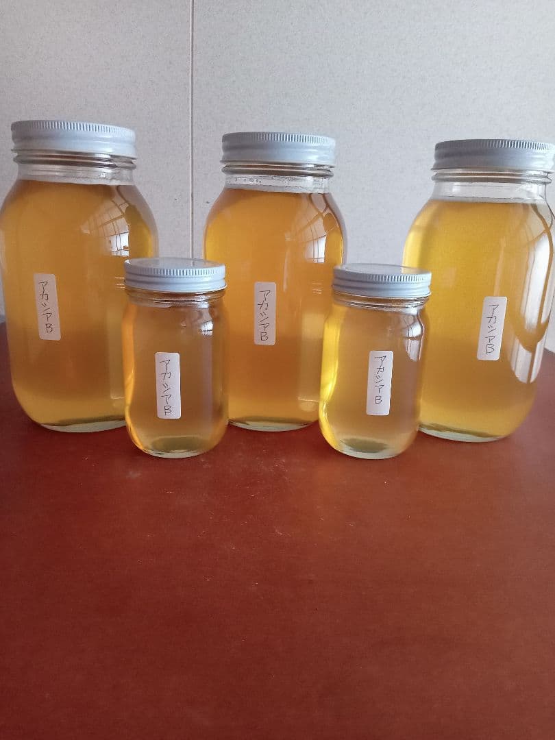 国産アカシア蜂蜜B品1200g×3と300g×2