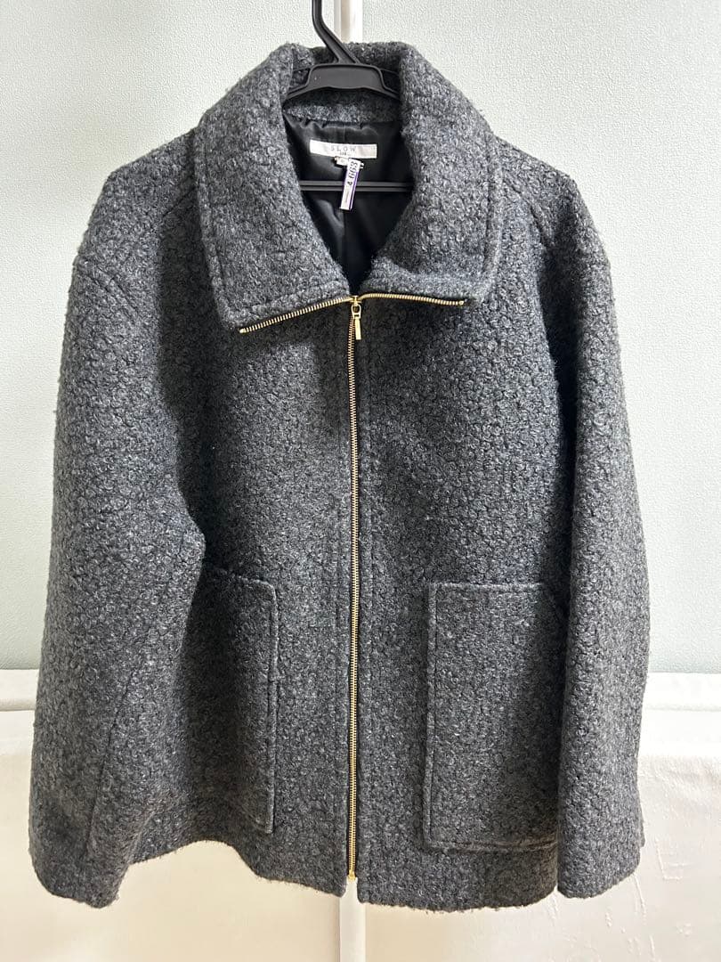 23区SLOW 大きいサイズ46 ループニードル ボア ブルゾン