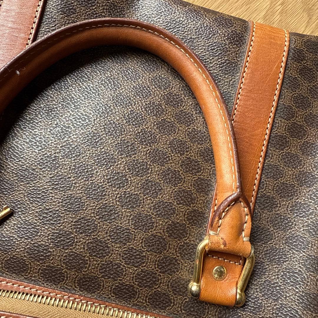 美品セリーヌ ボストンバック 大容量 マカダム柄 南京錠鍵付　49cm