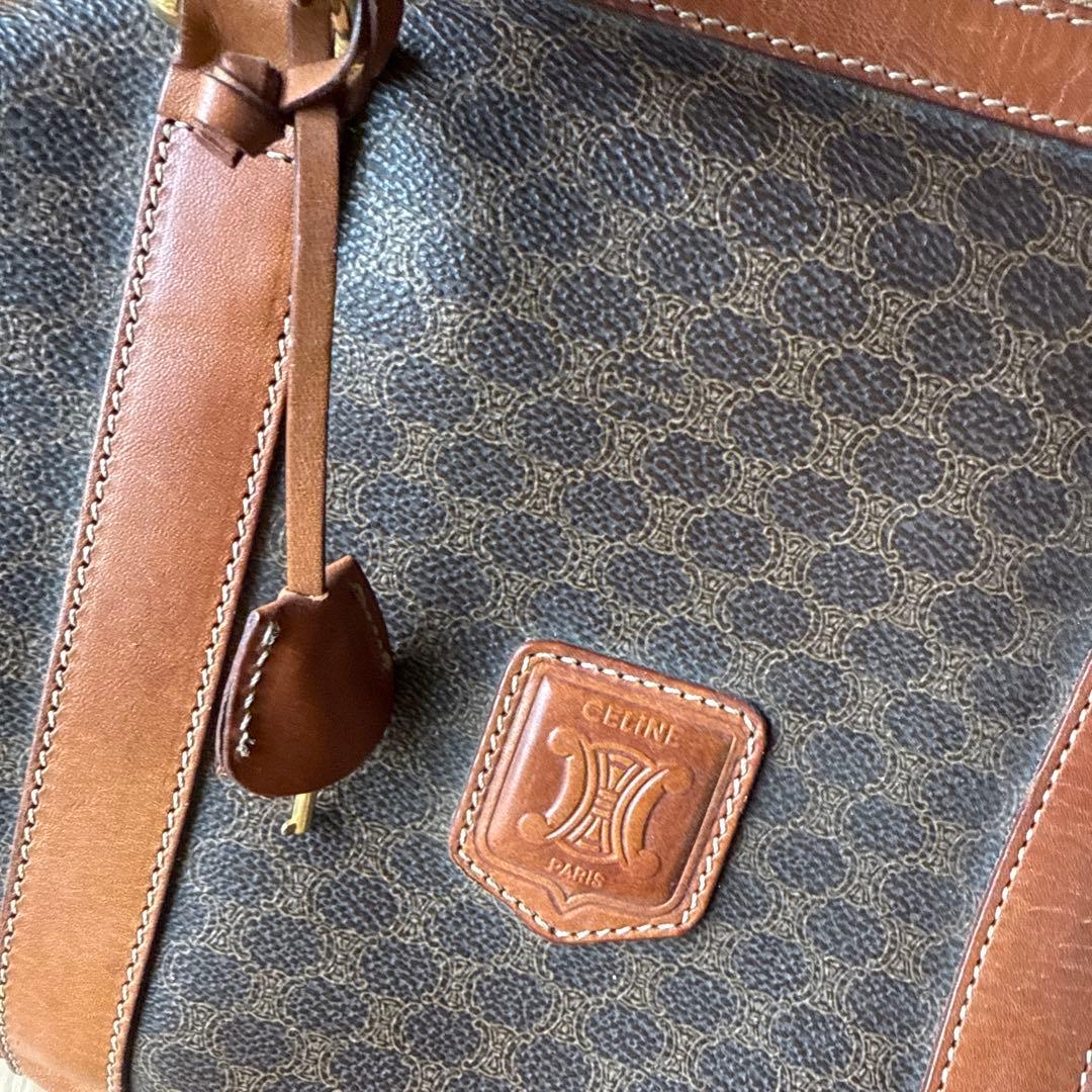 美品セリーヌ ボストンバック 大容量 マカダム柄 南京錠鍵付　49cm