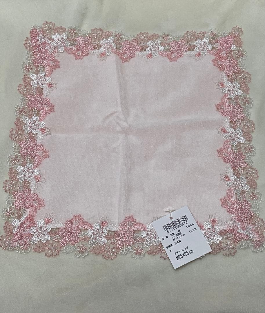 近沢レース　ハンカチ　婦人画報別注　春爛漫　桜便り　桜ひらひら　5枚セット