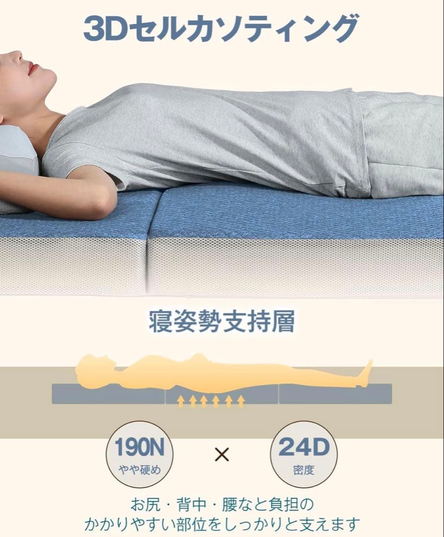 三つ折りダブルマットレス