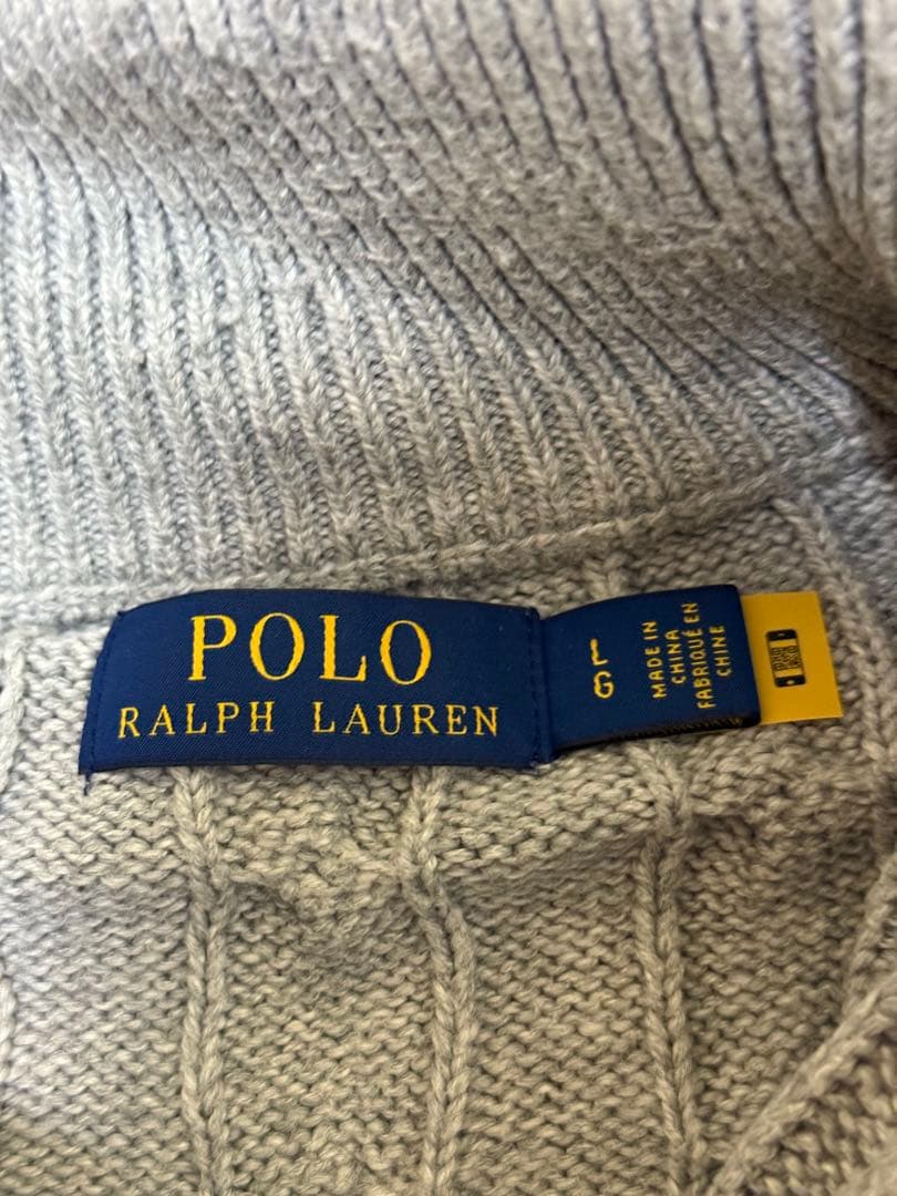 ポロラルフローレン　グレーケーブルニットセーター