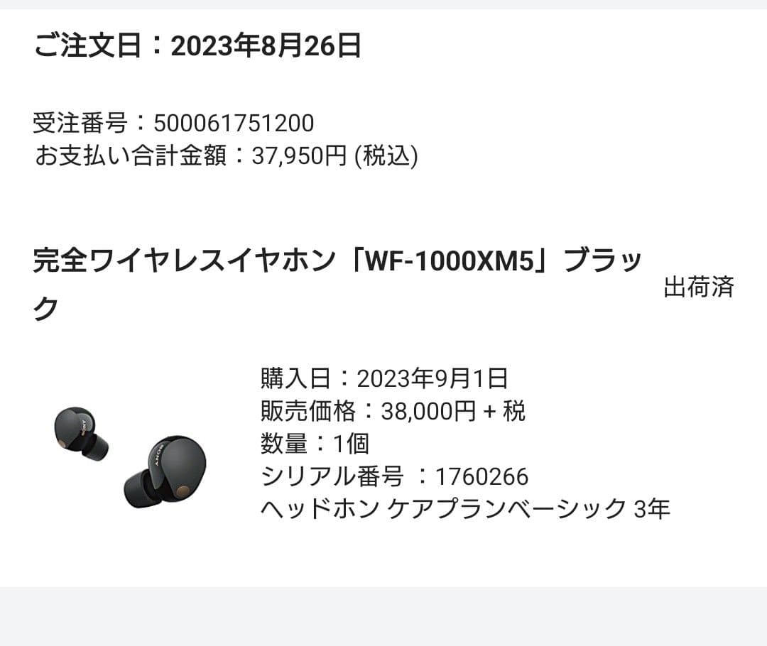 SONY WF-1000XM5 黒　綺麗