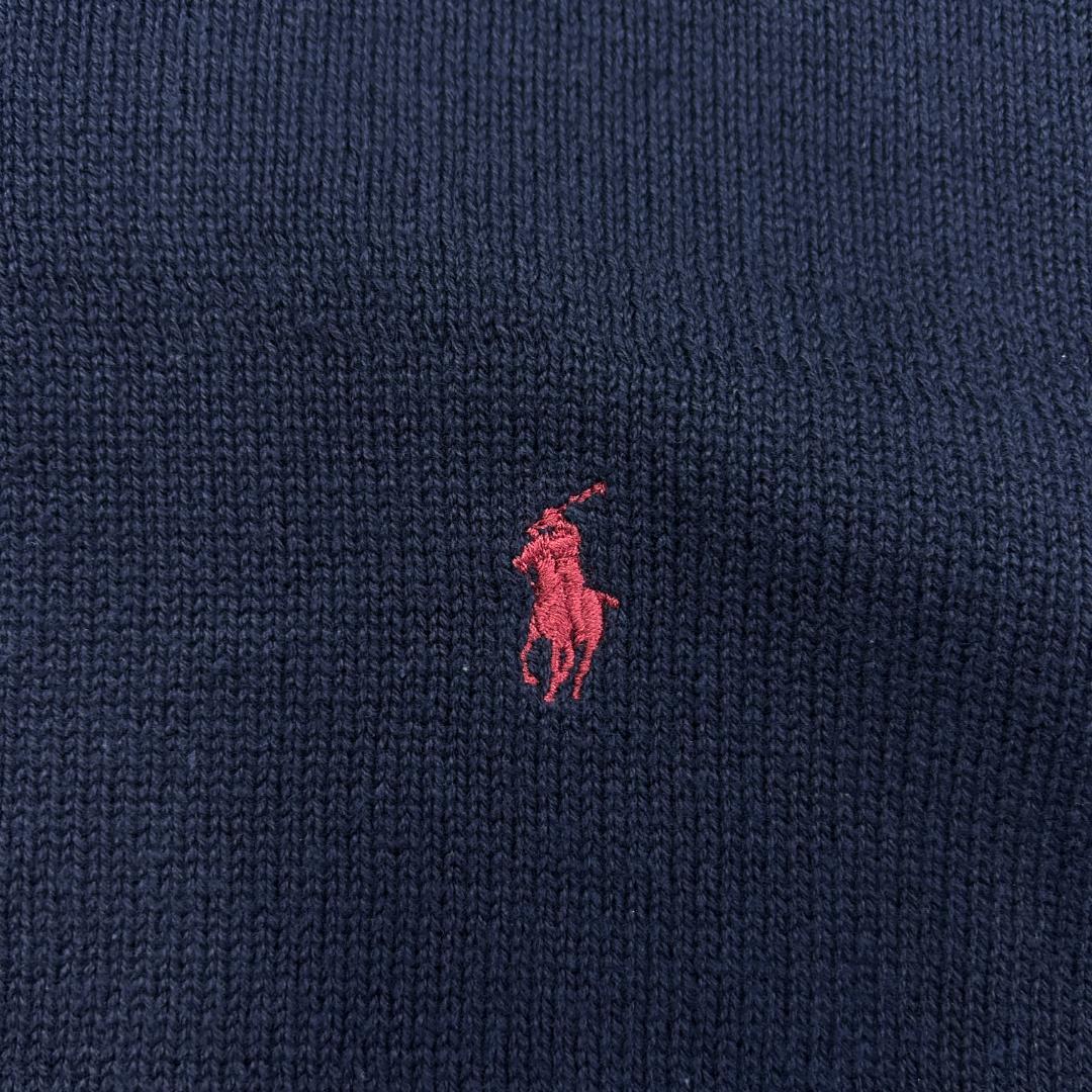 お*ち様 ラルフローレン　刺繍　ワンポイント　ポニー　襟付き　ニット　古着　ネイ