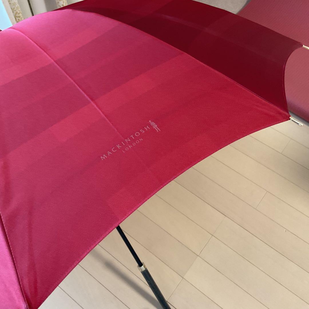 【美品】MACKINTOSH LONDON 赤 チェック柄 長傘