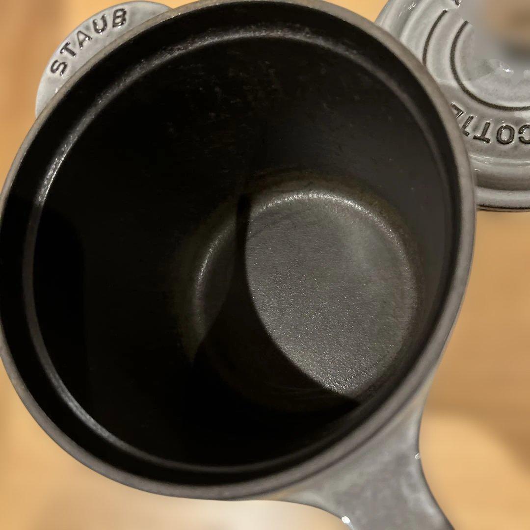 STAUB 鋳鉄 片手鍋 グレー 蓋付き　スープポット　14 ストウブ