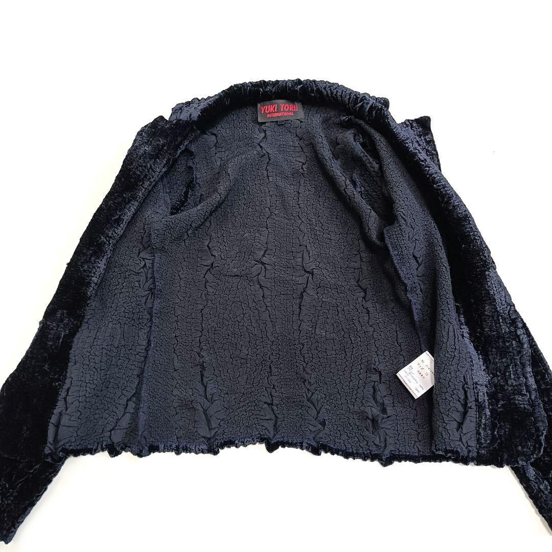 ユキトリイインターナショナル プリーツ ベロア テーラードジャケット 38