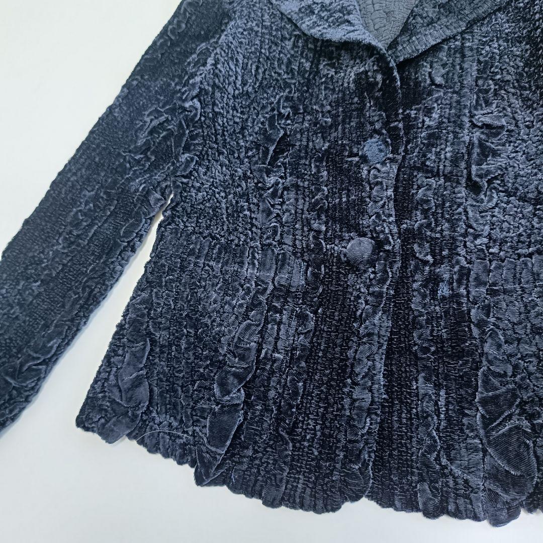 ユキトリイインターナショナル プリーツ ベロア テーラードジャケット 38