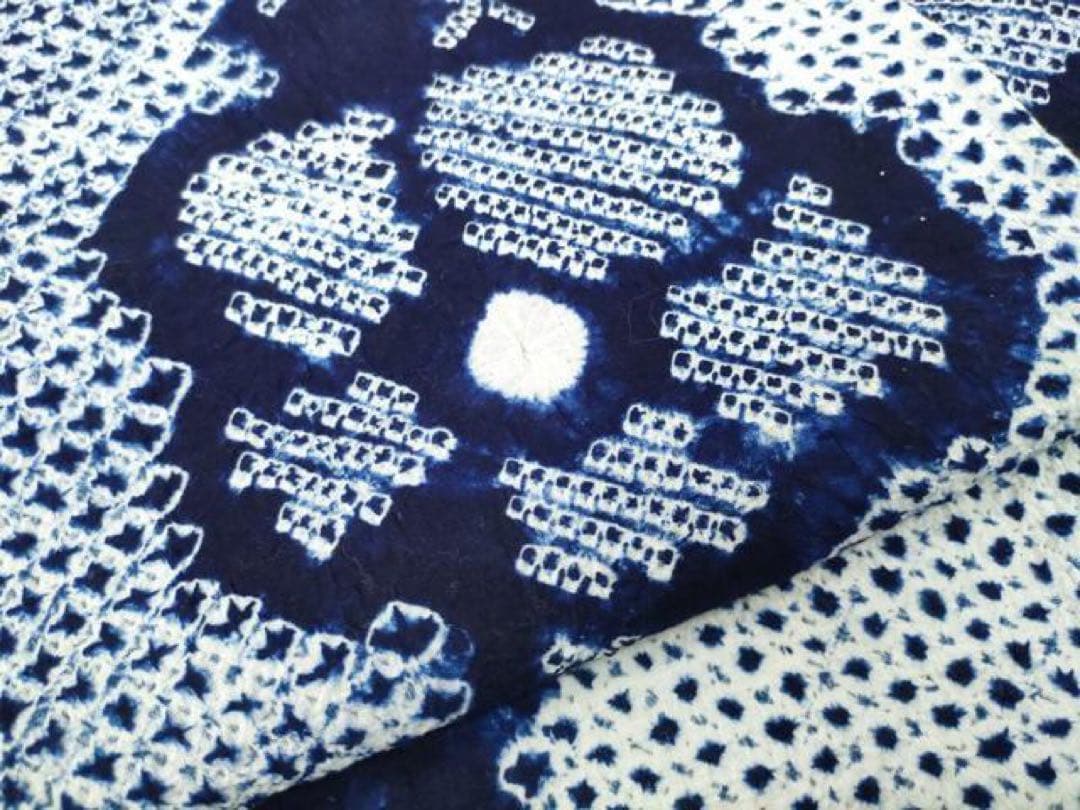 浴衣　有松絞り　綿　身丈159.5 三浦絞り 紺地ワントーン　有松鳴海絞り