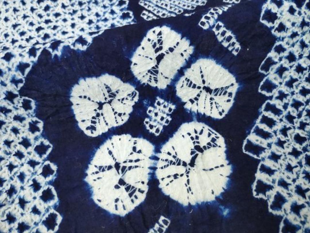 浴衣　有松絞り　綿　身丈159.5 三浦絞り 紺地ワントーン　有松鳴海絞り