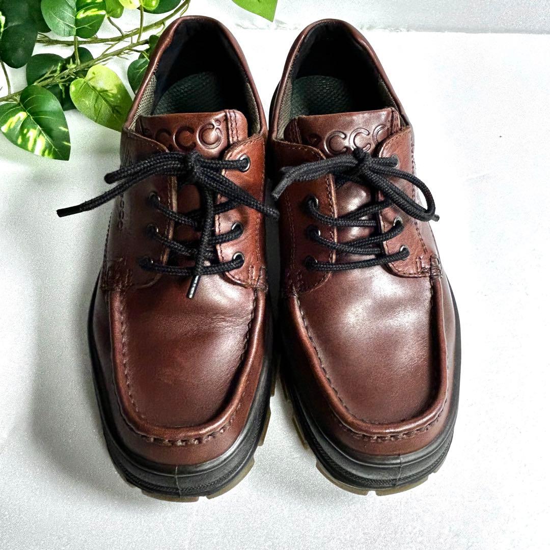 極美品 ECCO 日本製 ゴアテックス モックトゥシューズ ブラウン 防水 革靴
