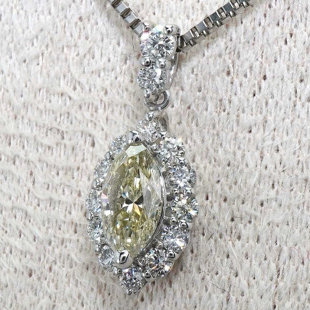 ダイヤ ネックレス プラチナ ダイヤモンド マーキスカット トップ ペンダント