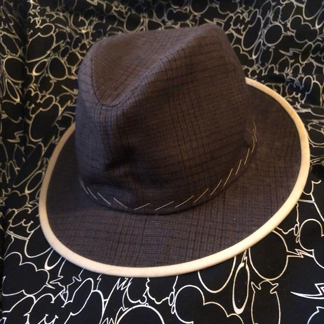 初期　アンダーカバー　ダークブラウン　チェック柄 フェドーラハット