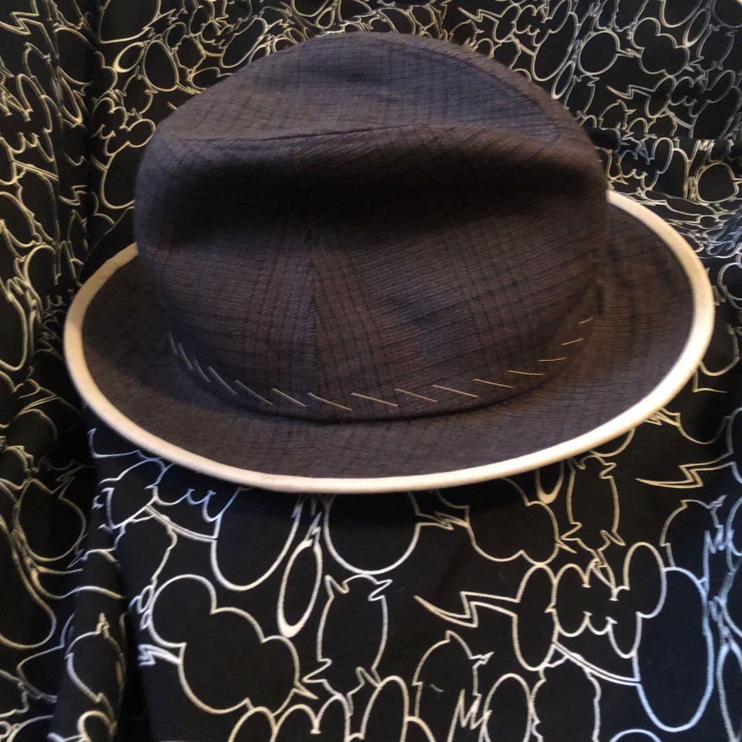 初期　アンダーカバー　ダークブラウン　チェック柄 フェドーラハット