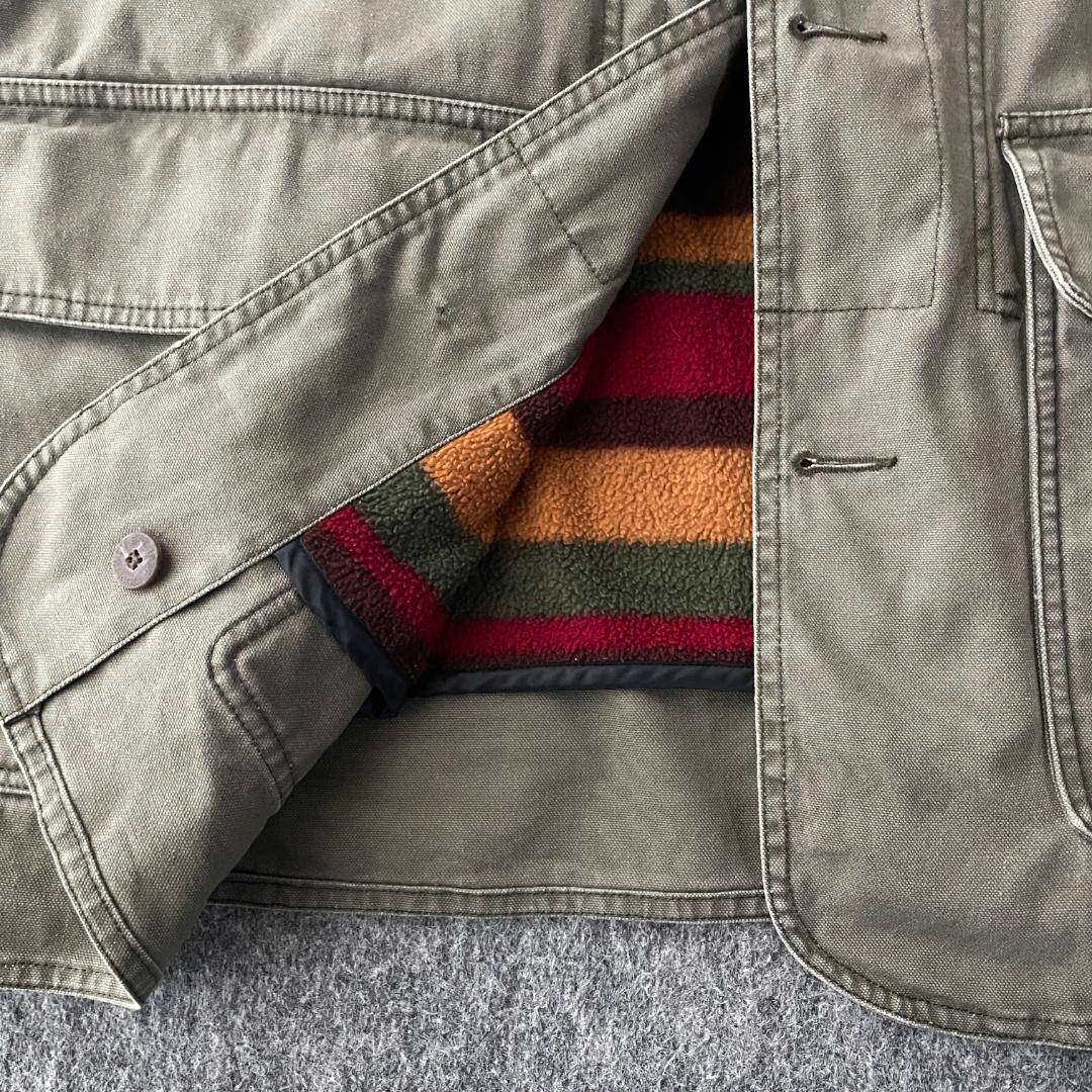 WOOLRICH　カバーオールジャケット　ハンティング　レザーカラー切替　裏ボア
