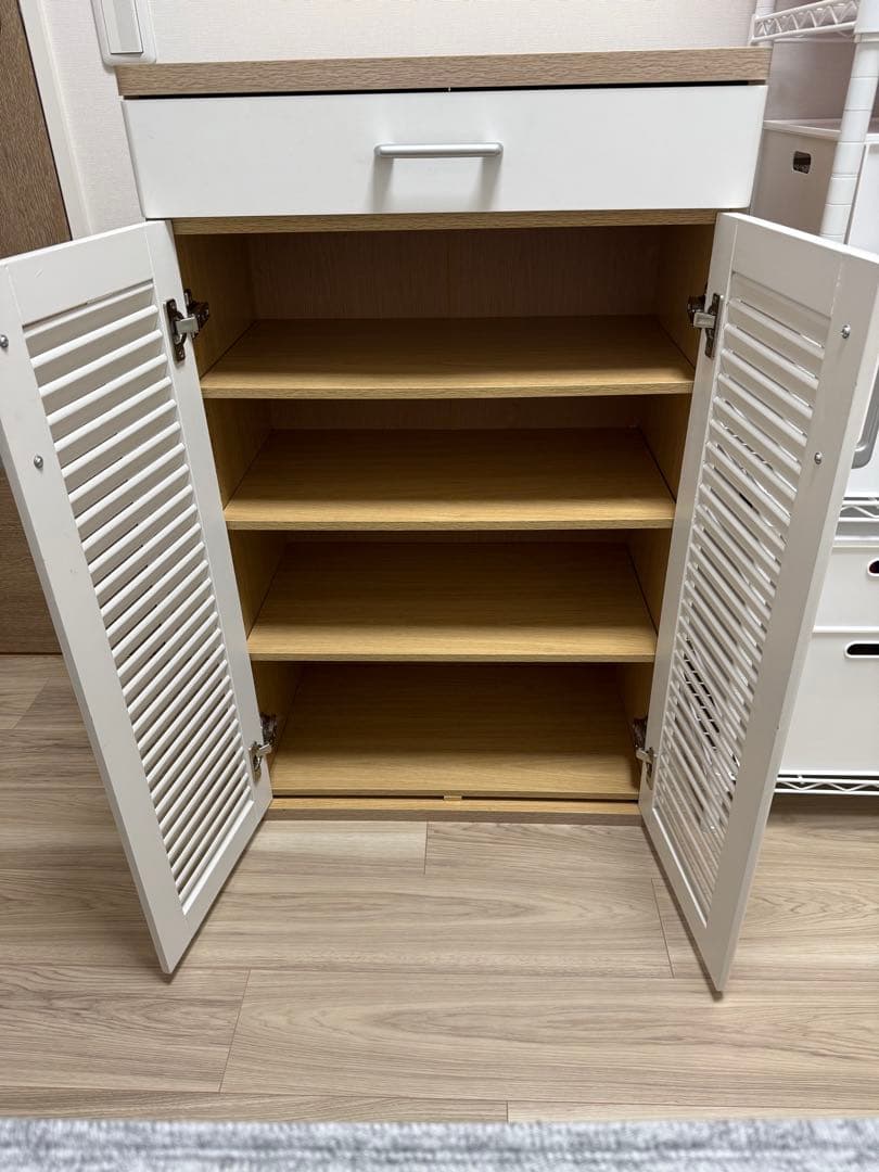 収納キャビネット ホワイト 木目調