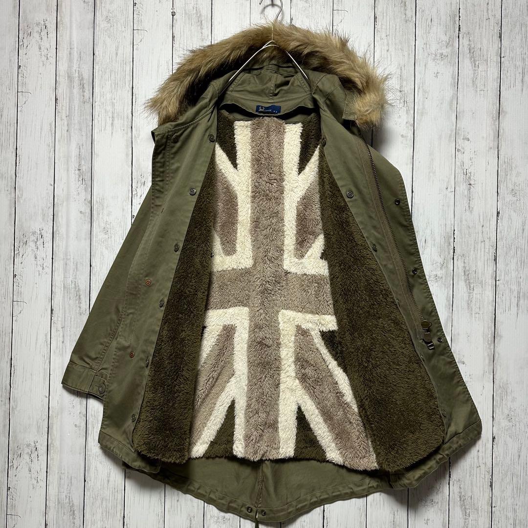 【FREDPERRY】モッズコート☆ユニオンジャック☆ライナーファー脱着可S〜M