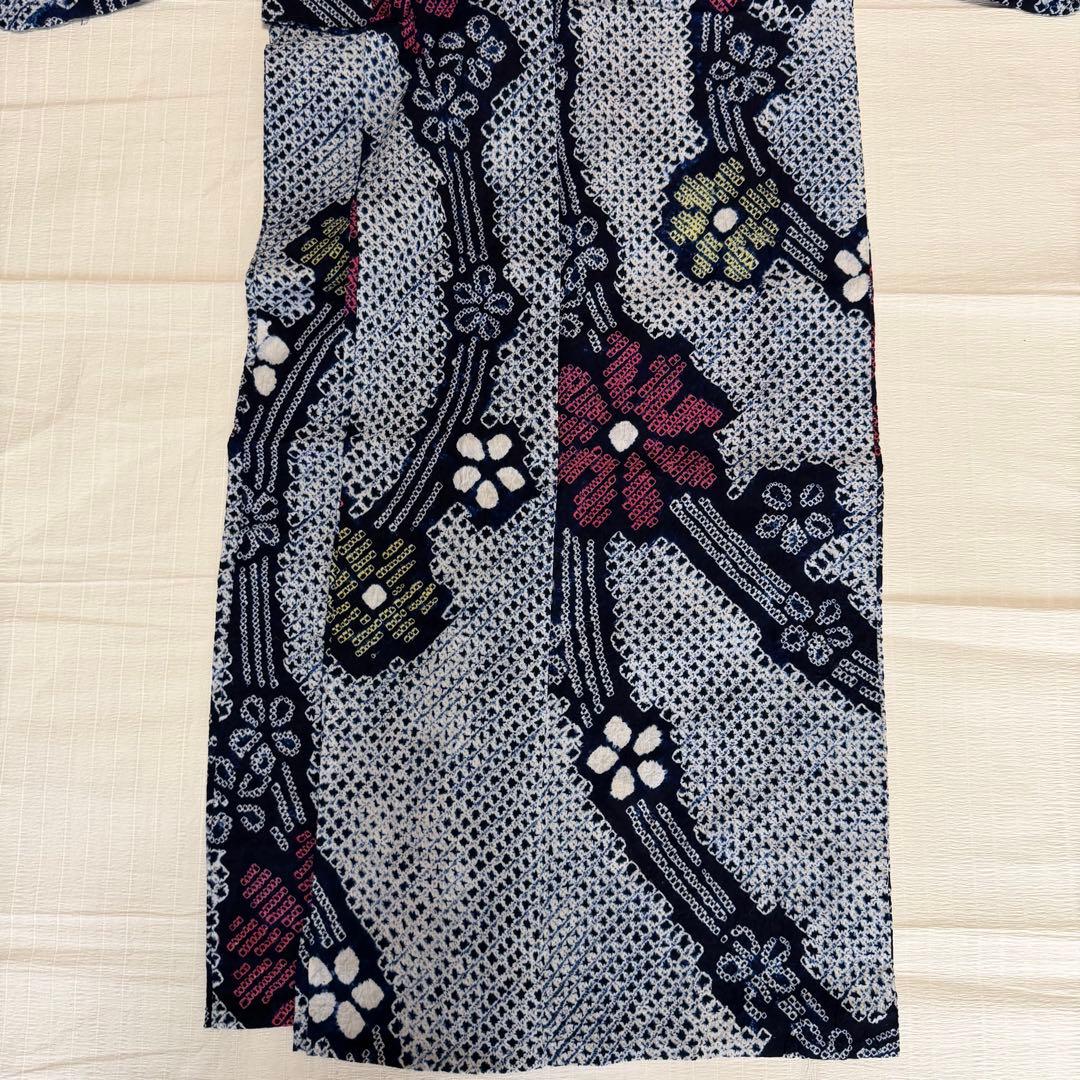 木綿 浴衣 有松絞り 花柄