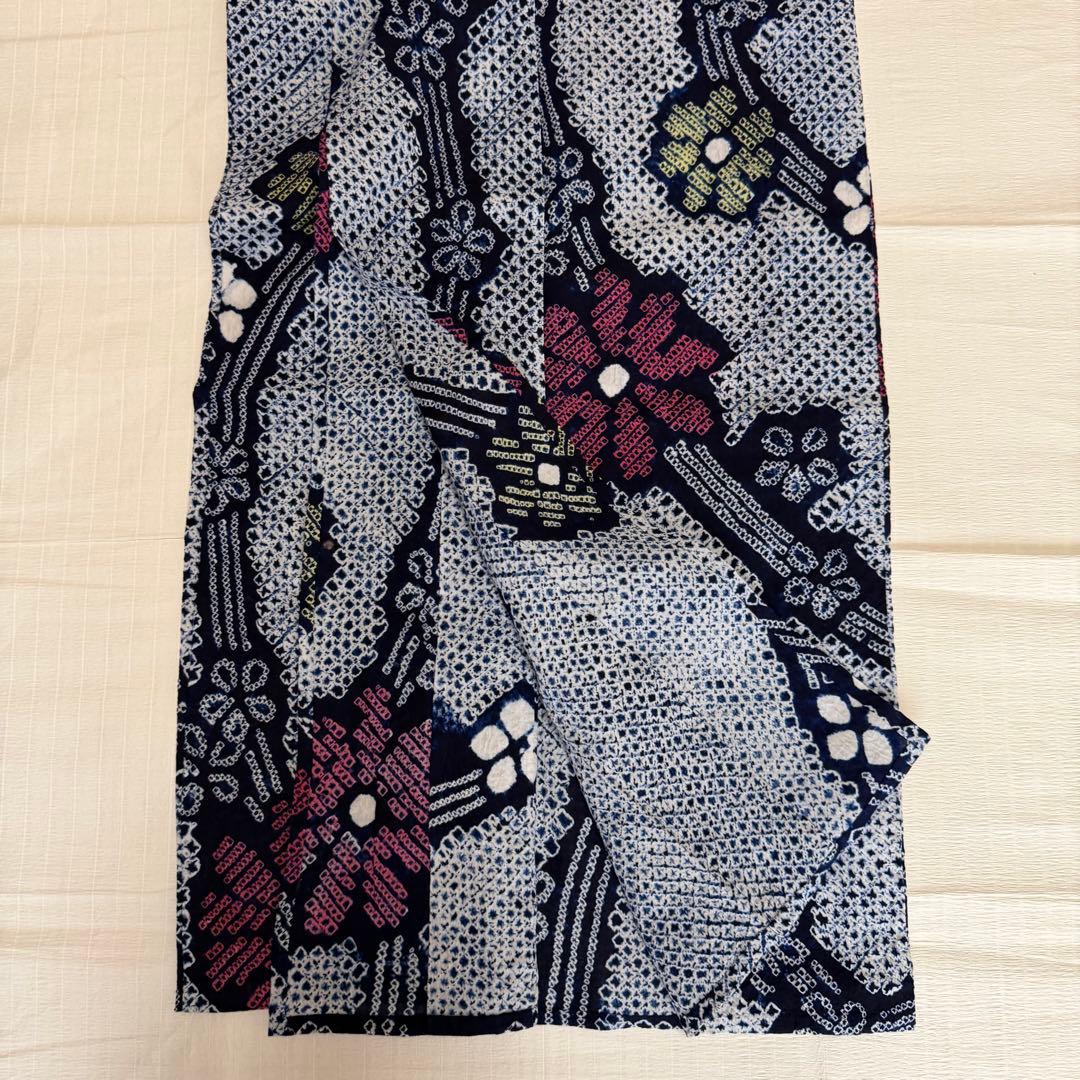 木綿 浴衣 有松絞り 花柄