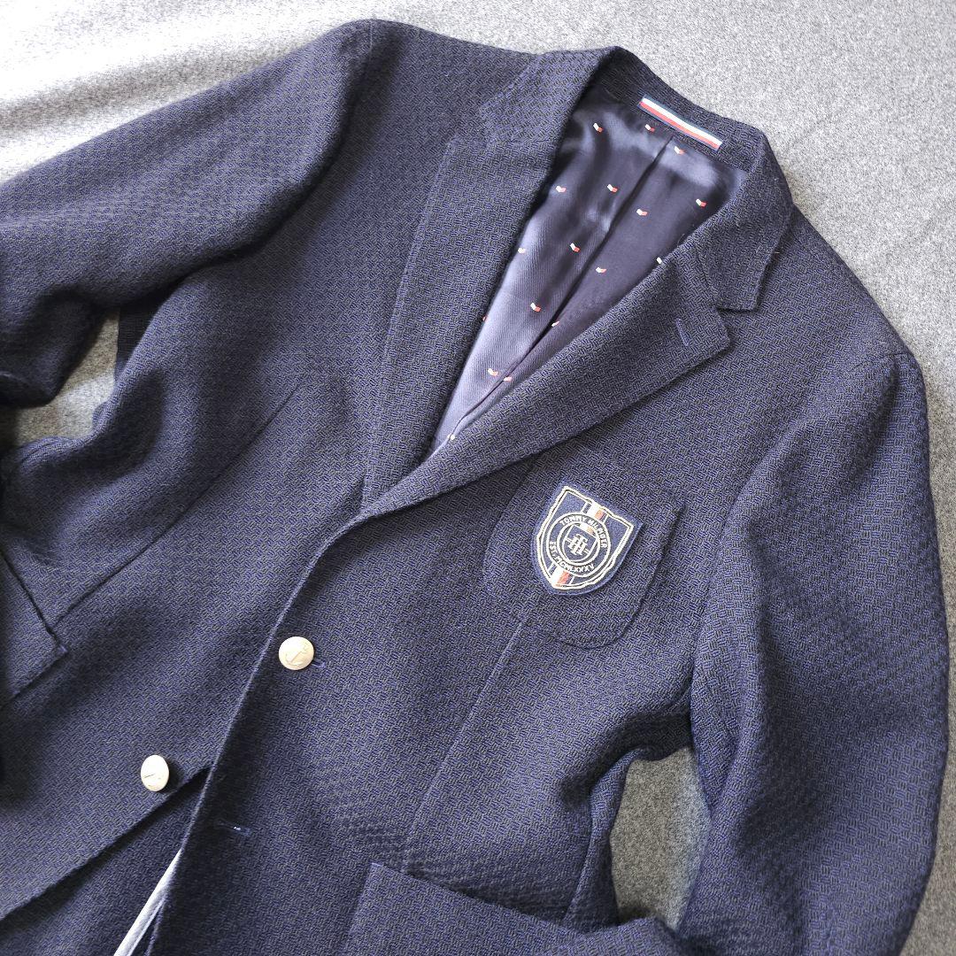 【トミーヒルフィガー】人気ロゴエンブレム 紺ブレザー ジャケットXL 金ボタン