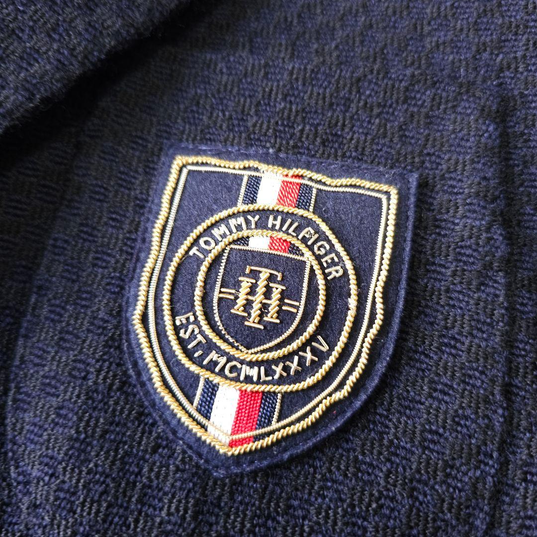 【トミーヒルフィガー】人気ロゴエンブレム 紺ブレザー ジャケットXL 金ボタン