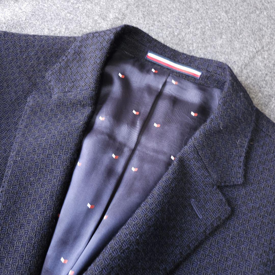 【トミーヒルフィガー】人気ロゴエンブレム 紺ブレザー ジャケットXL 金ボタン