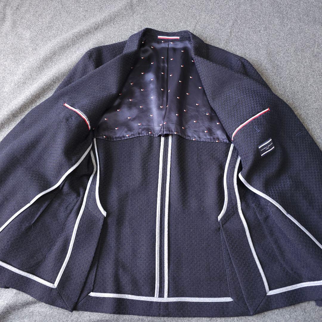 【トミーヒルフィガー】人気ロゴエンブレム 紺ブレザー ジャケットXL 金ボタン