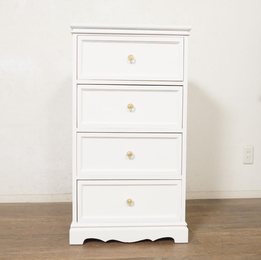 フォロー割【新品】フレンチカントリー風　チェスト クリスタル調取っ手　4段