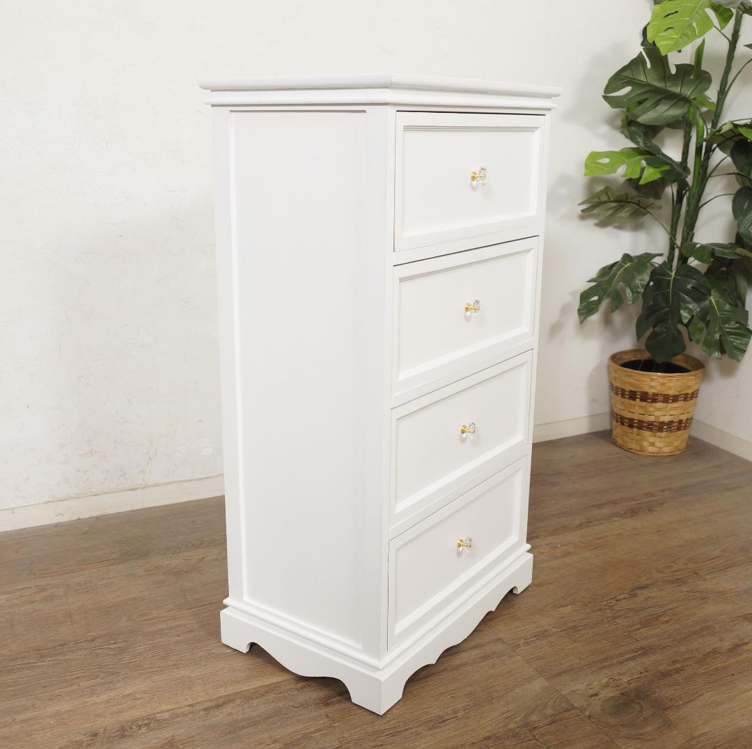 フォロー割【新品】フレンチカントリー風　チェスト クリスタル調取っ手　4段