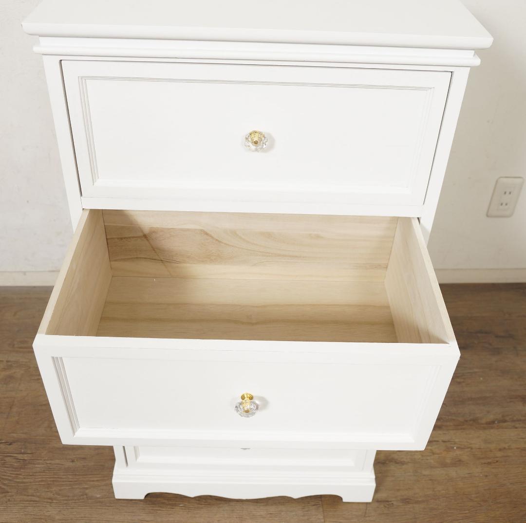 フォロー割【新品】フレンチカントリー風　チェスト クリスタル調取っ手　4段