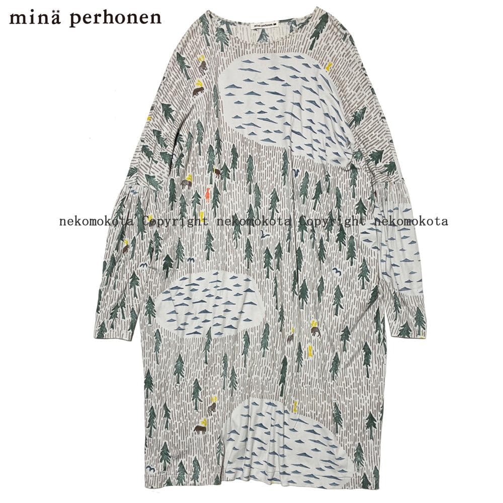 ミナペルホネン one day 総柄 ワンピース 36 mina ワンディ