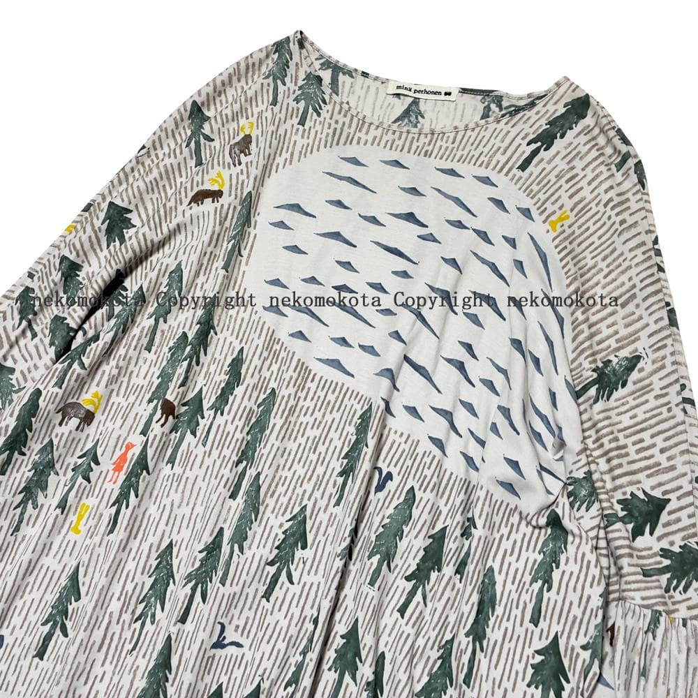 ミナペルホネン one day 総柄 ワンピース 36 mina ワンディ