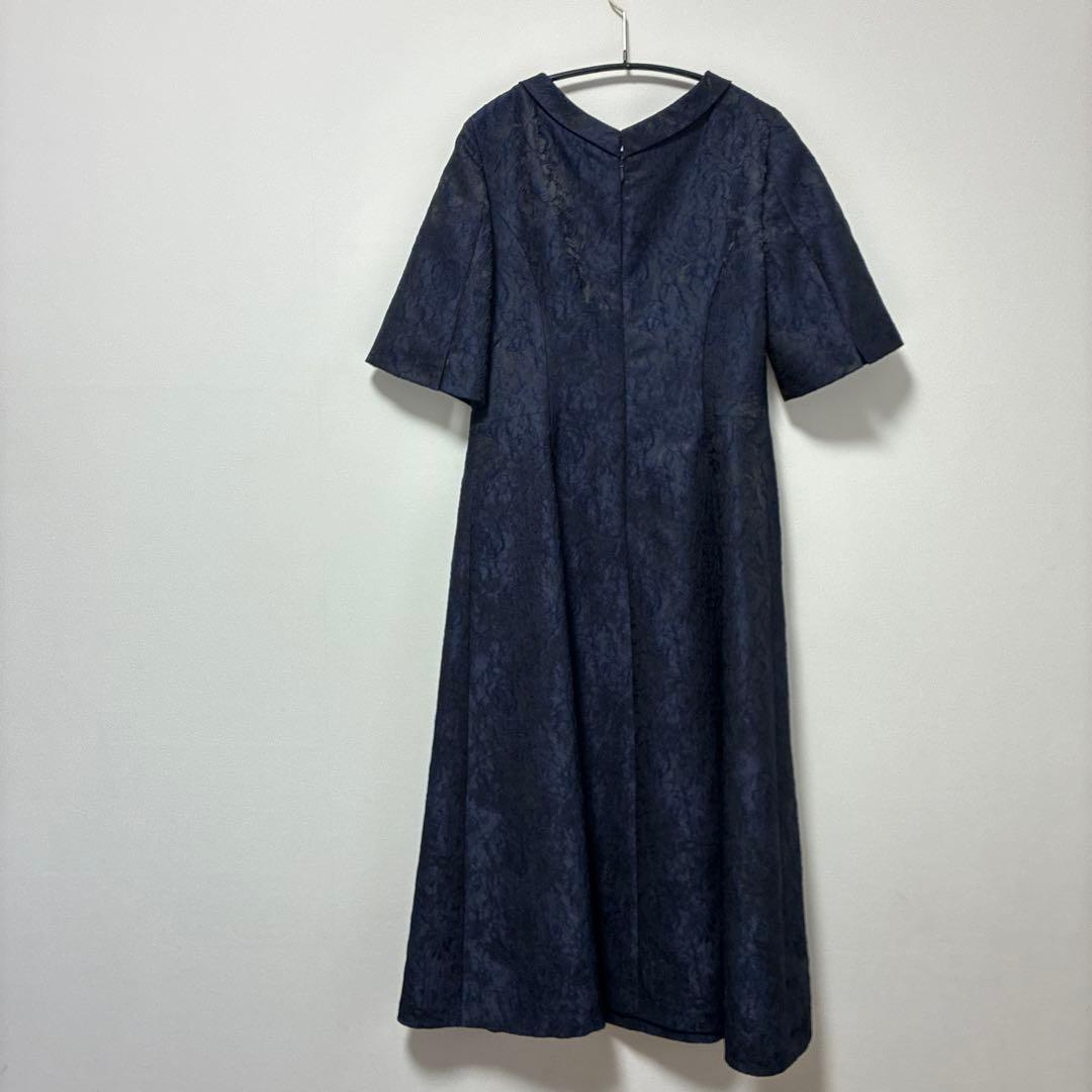 専用 東京ソワール ネイビー ラウンドネック ロングドレス