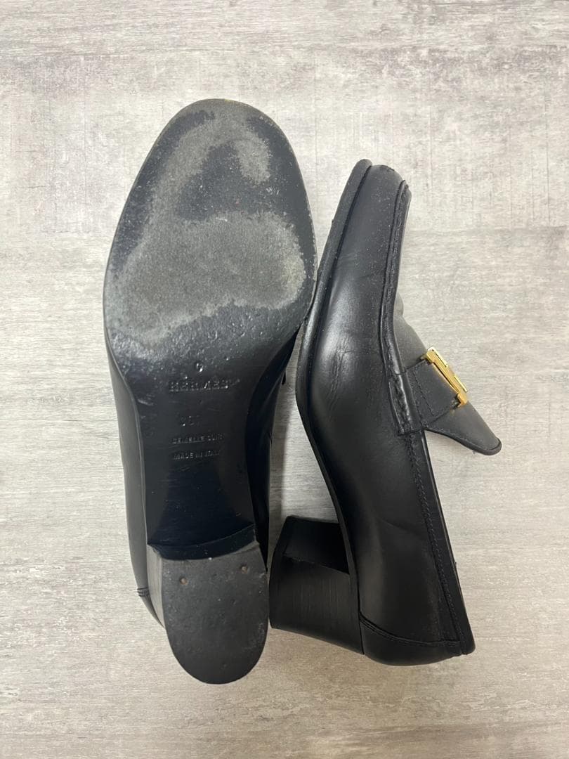 【Hermes】エルメス ローファー ゴールド金具 Hロゴ レザー 36 1/2