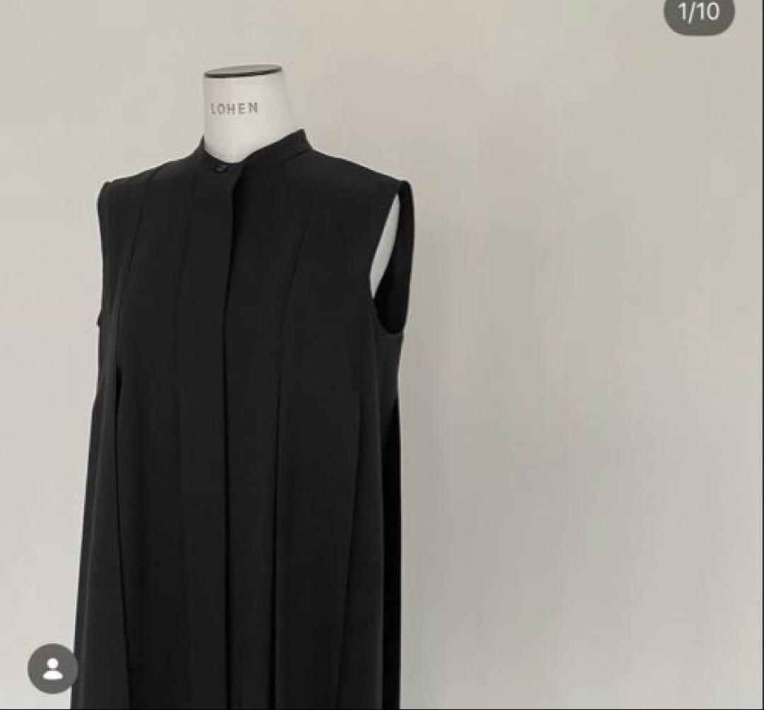 [新品未使用]LOHENローヘン　ワイドプリーツ２wayワンピース ブラック