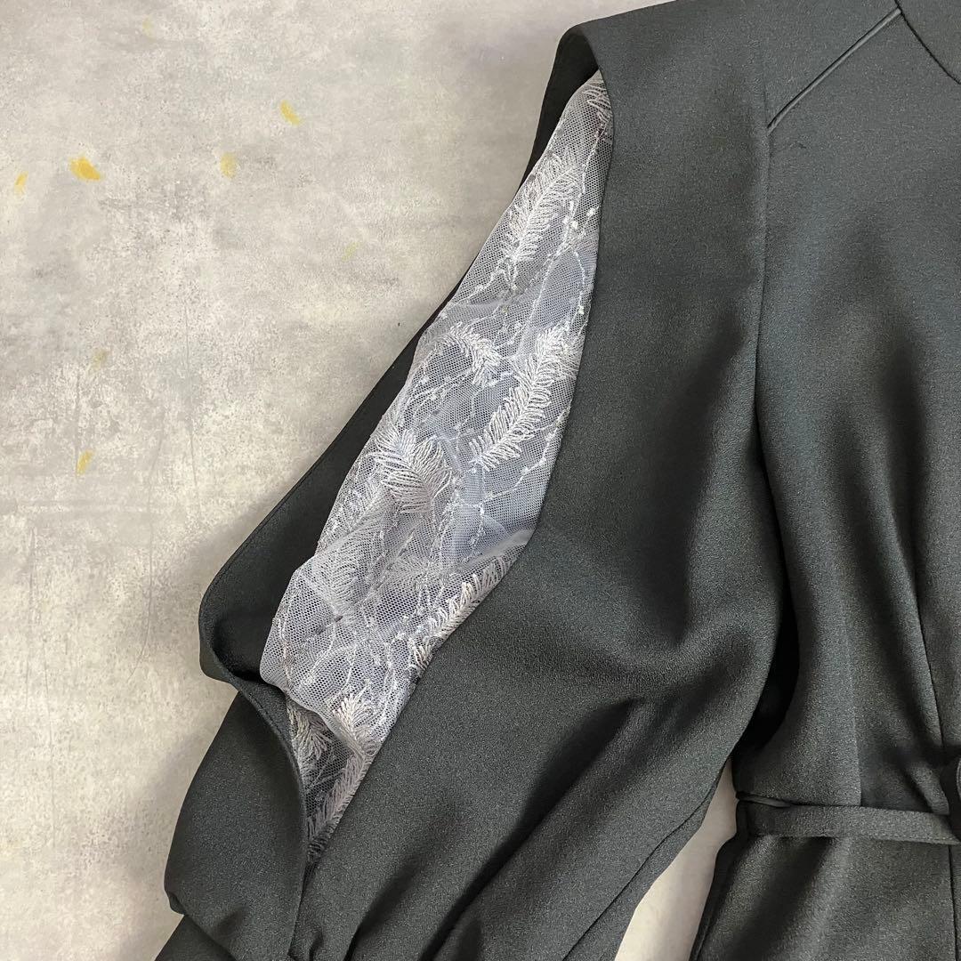 【タグ付き】niana スリーブスリット刺繍レースフレアドレス 結婚式 お呼ばれ