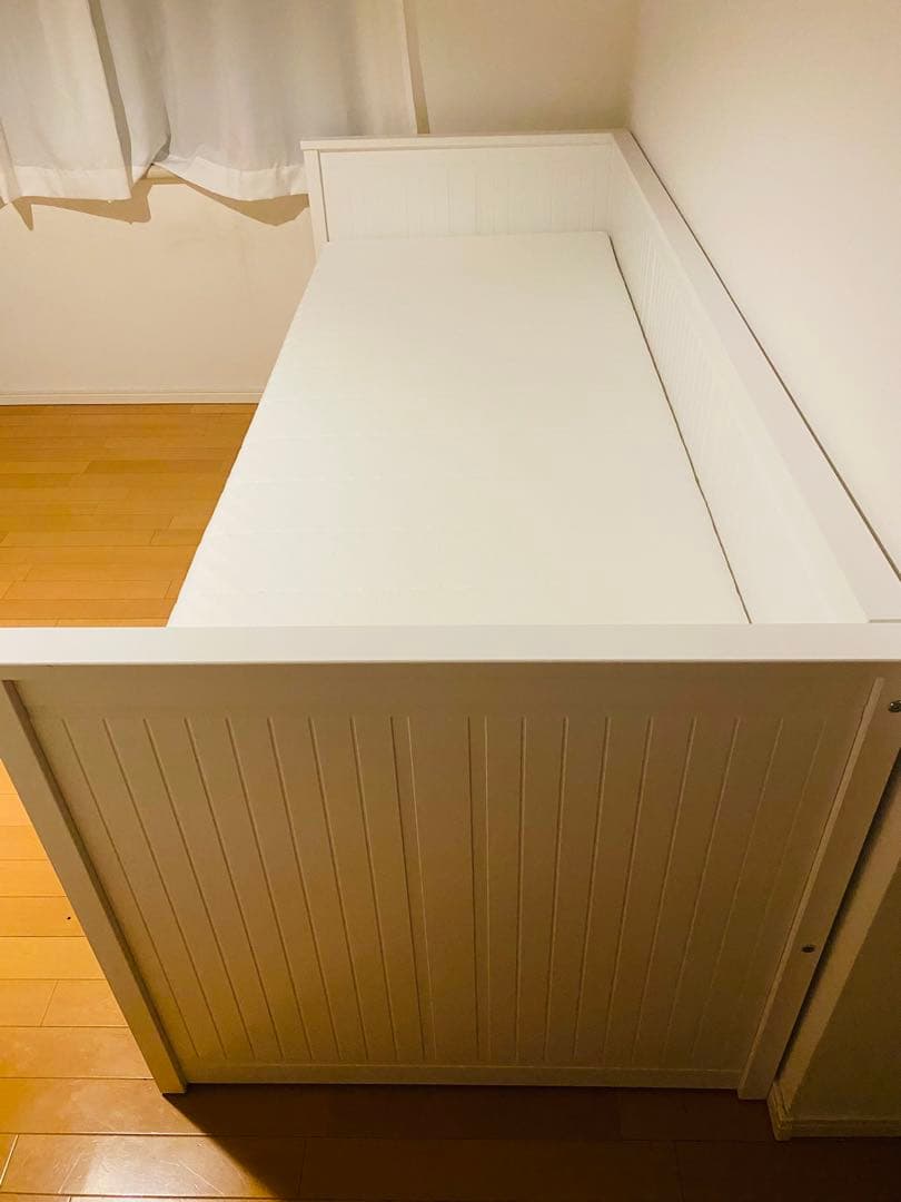 IKEA 【未使用に近い】ホワイト シングルベッド 引き出し付き