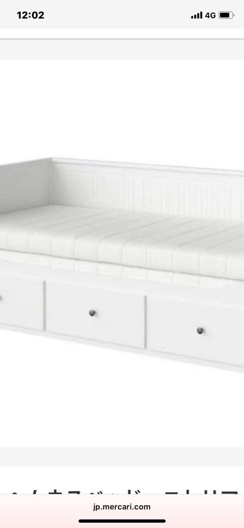 IKEA 【未使用に近い】ホワイト シングルベッド 引き出し付き