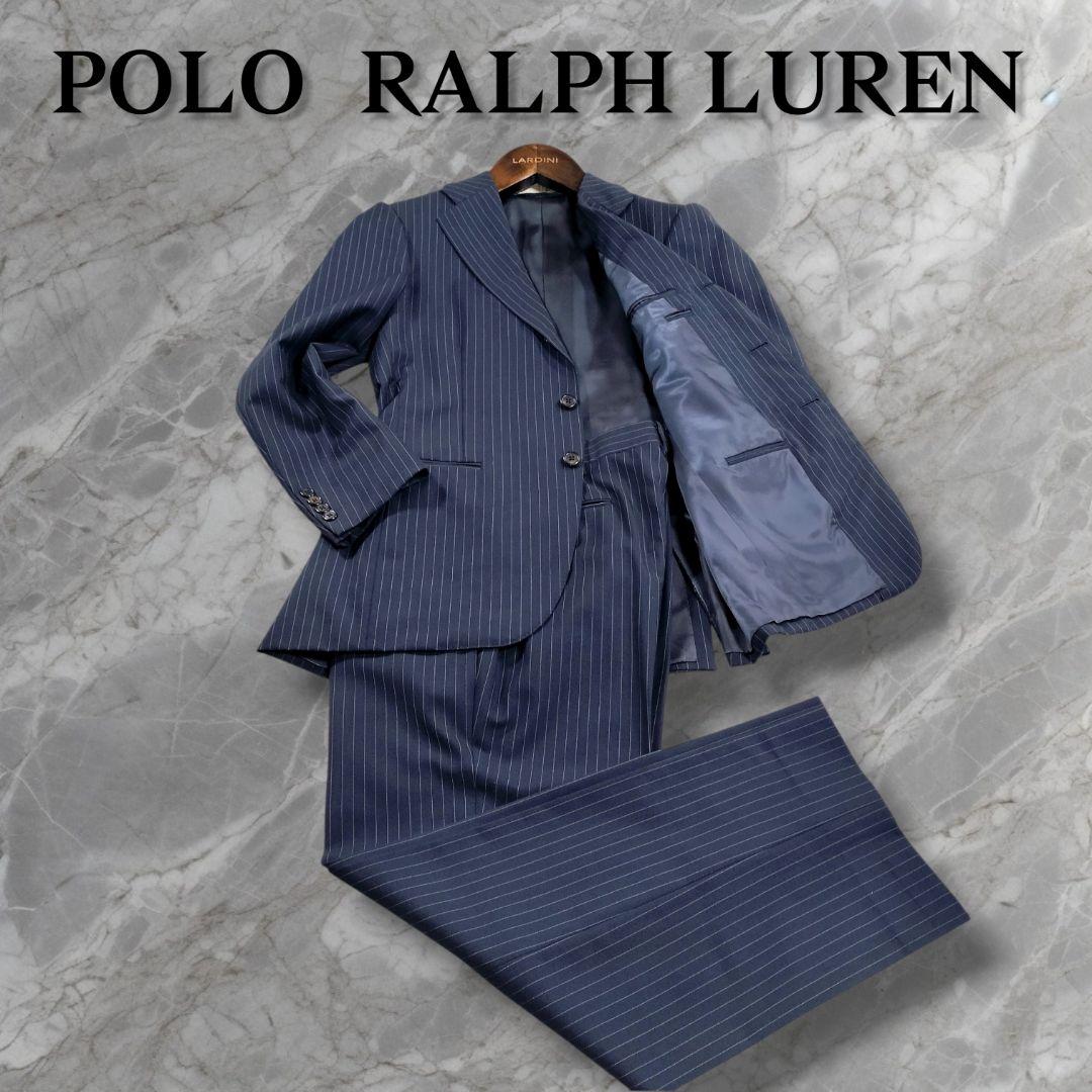 ②ポロラルフローレン ピンストライプ スーツ A5 ネイビー ブラック