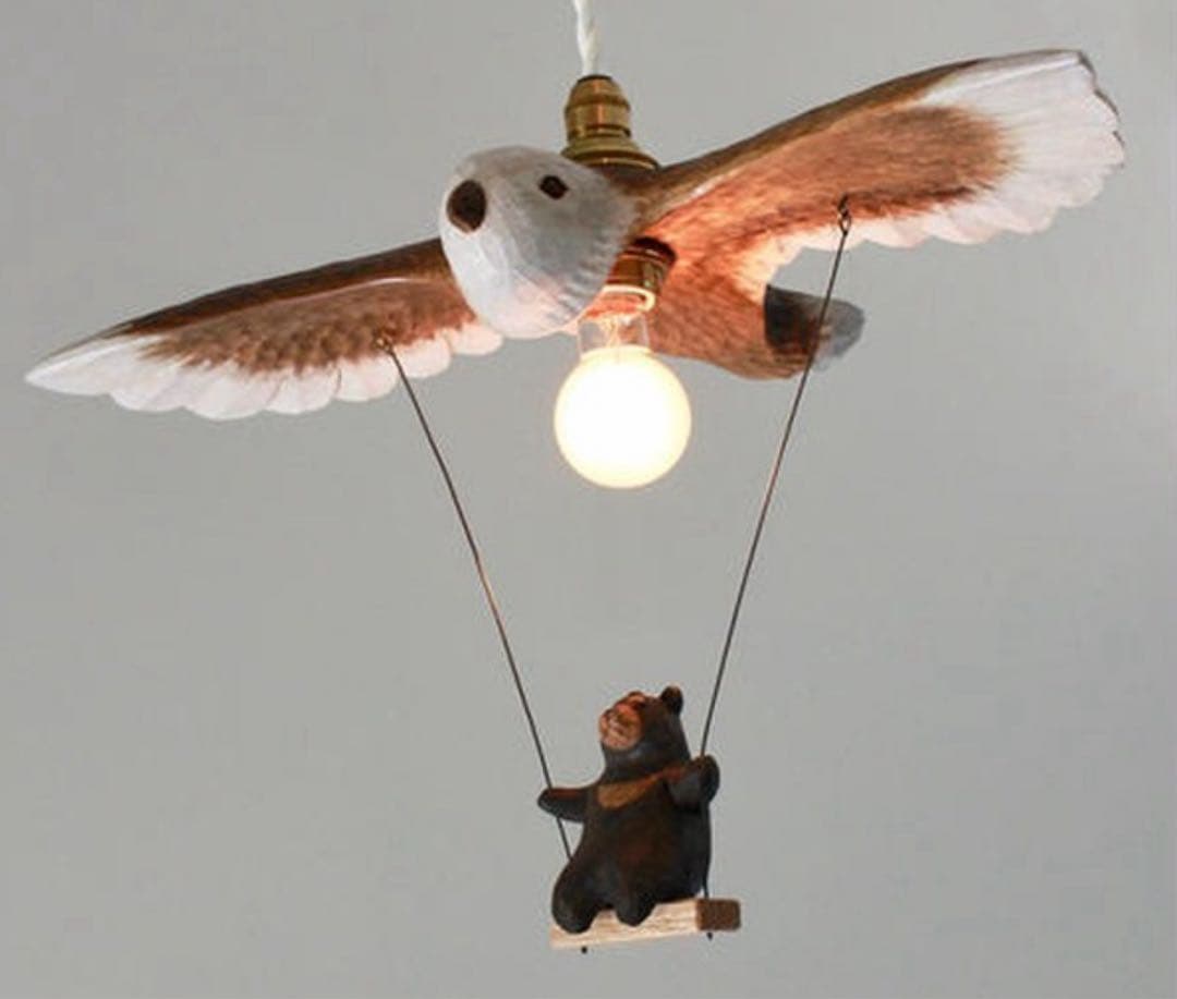 新品未使用品 KIYATA キヤタ　鳥飛行機ランプ　熊　手紙舎