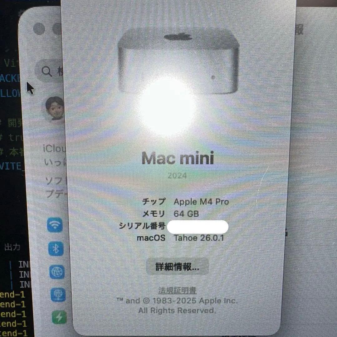 Mac mini M4 Pro 64GBメモリ1TB 10GB Ethernet