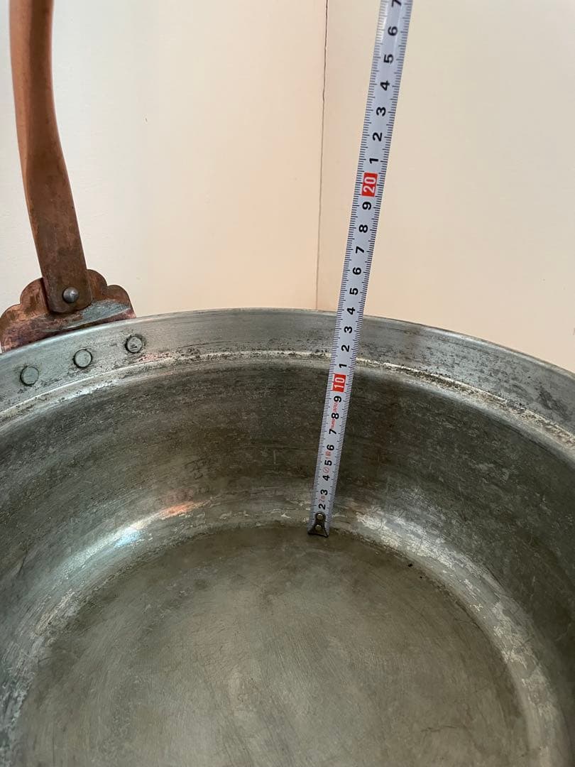 古道具　銅鍋　山菜鍋　大　錫引き　30㎝