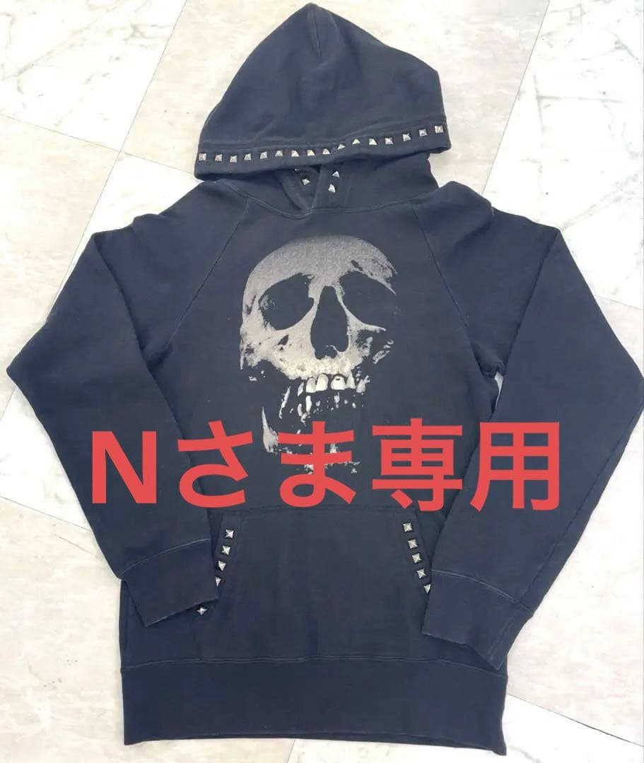 ヒステリックグラマー スカルベリースタッズパーカー 缶バッジ付き