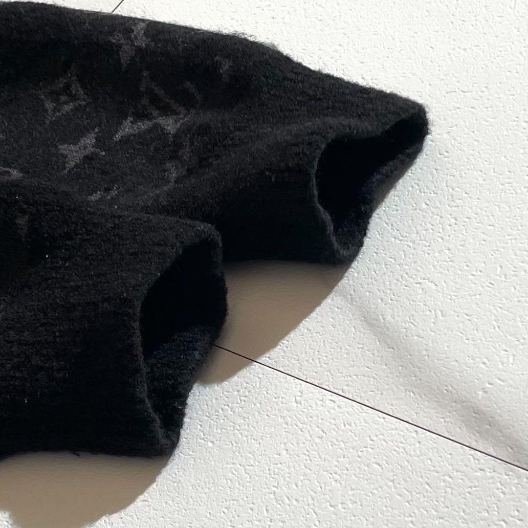 未使用美品 正規品 ルイ・ヴィトン ディストレストモノグラム 黒ニット XL