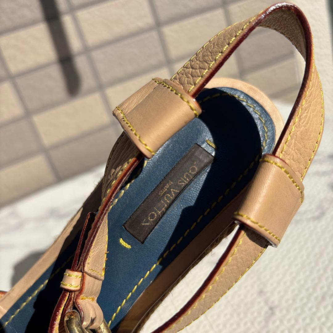 ルイヴィトン　厚底サンダル　デニム　モノグラム　シューズ　スニーカー　LV